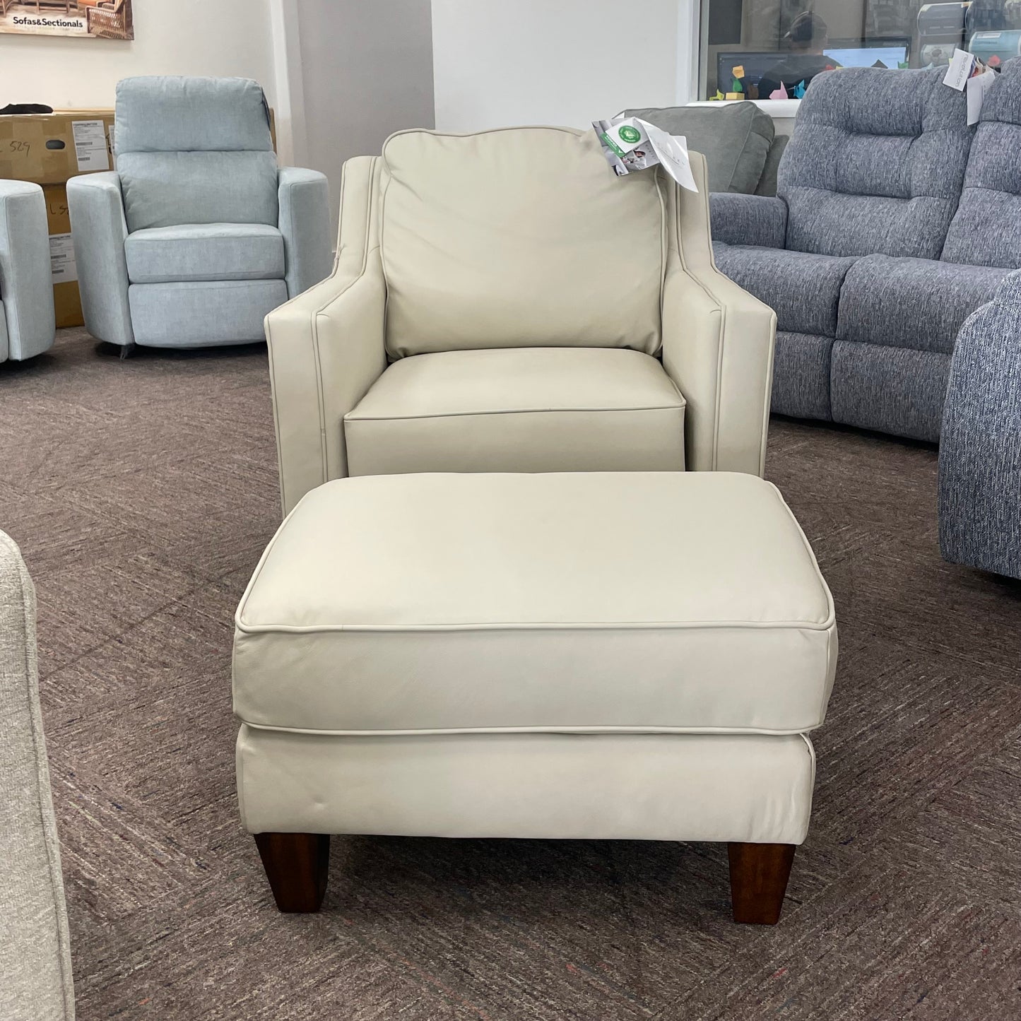 Finley Leather Chair and Ottoman