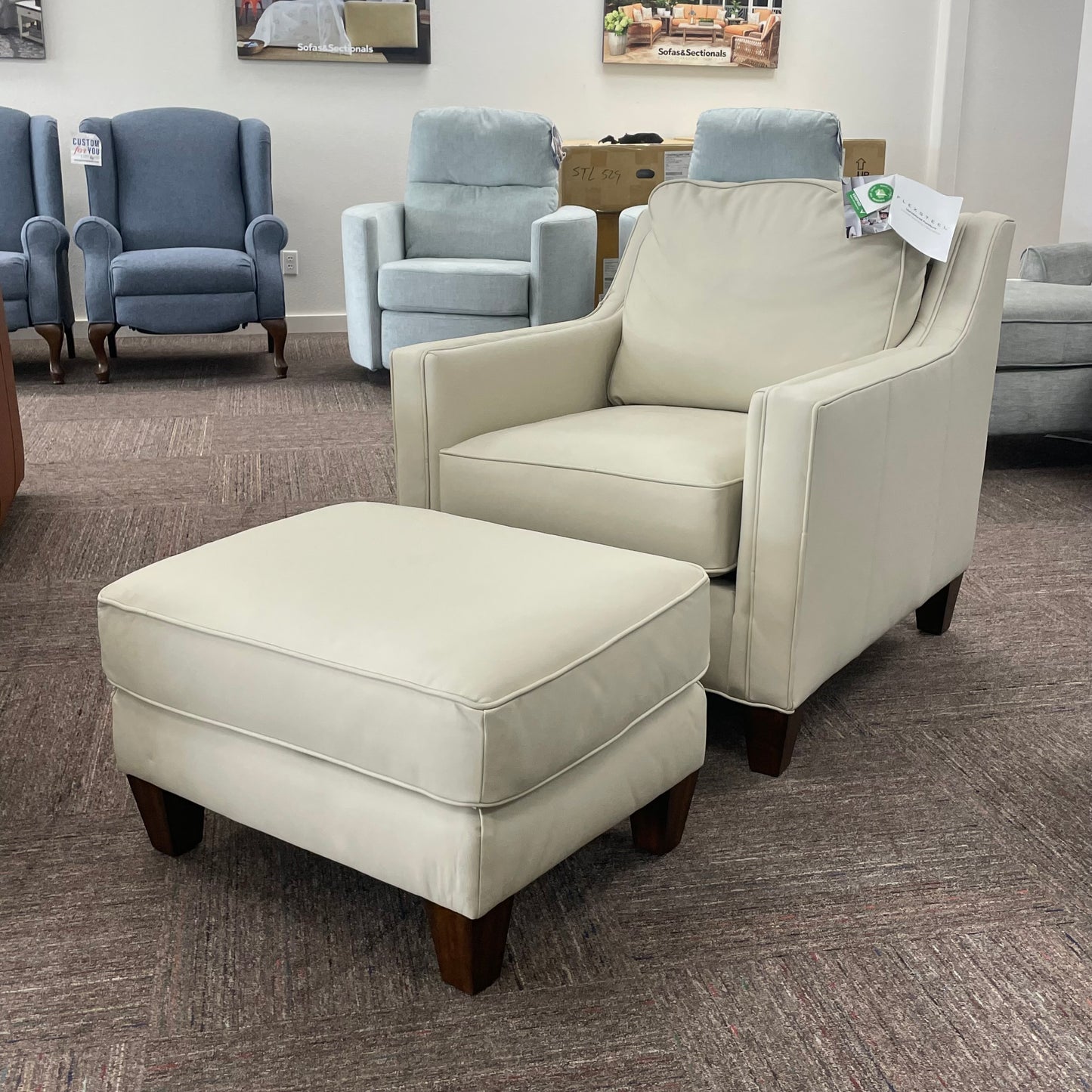 Finley Leather Chair and Ottoman