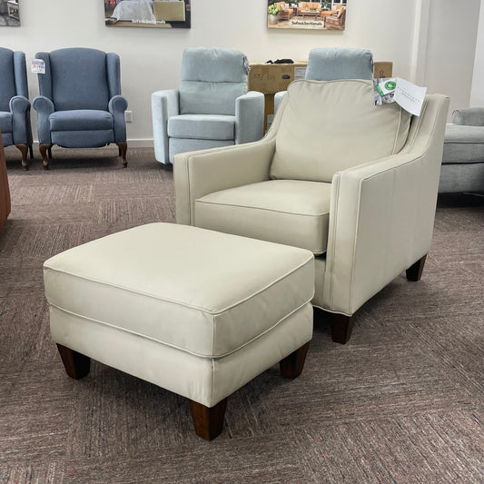 Finley Leather Chair and Ottoman